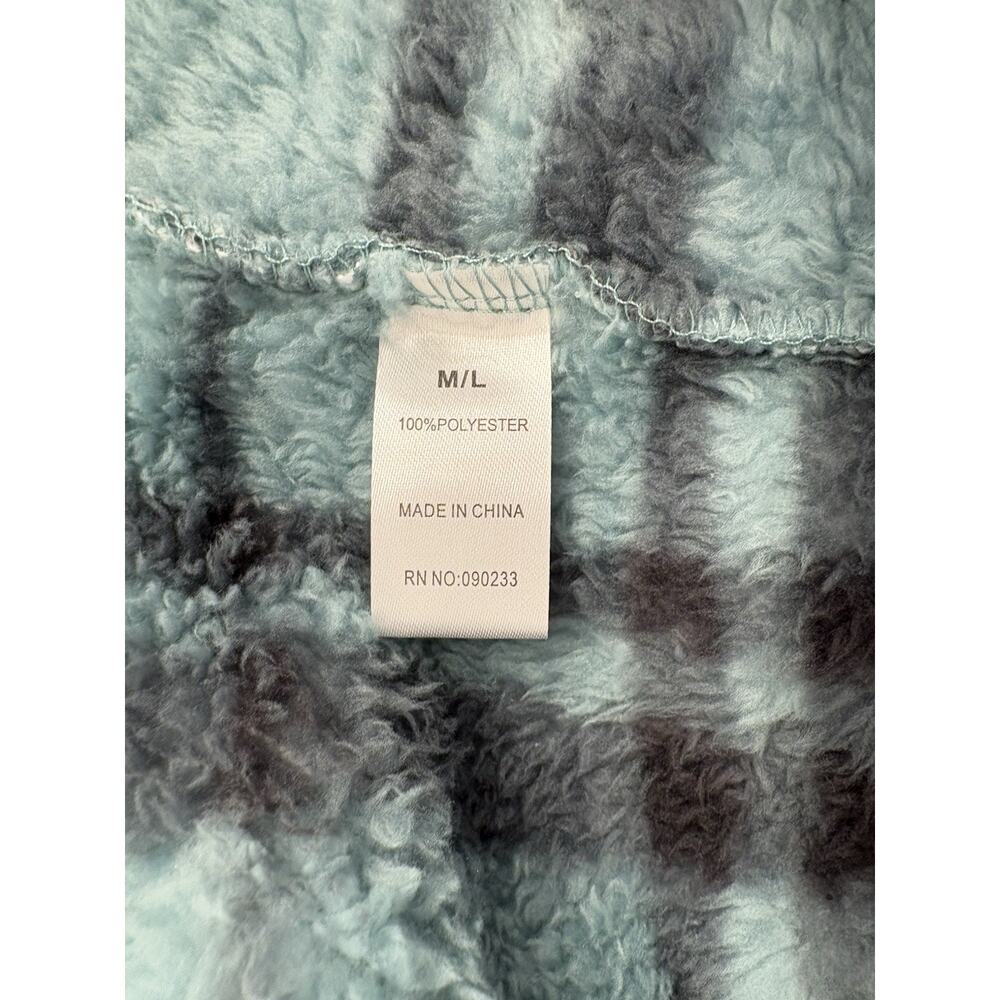 PacSun Womens Homecoming Button Down Sherpa Shirt Shacket Jacket M/L Green Plaid - Picture 5 of 5